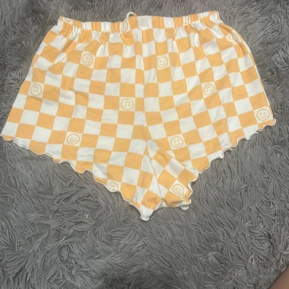 Yellow and White Checkered Women's PJ Shorts - Picture 2 of 3